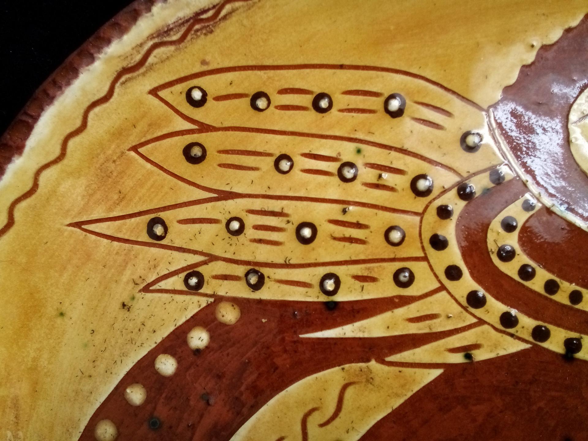 Custom Order Kulina Folk Art Redware Oval Platter with Angel with Wings Motif