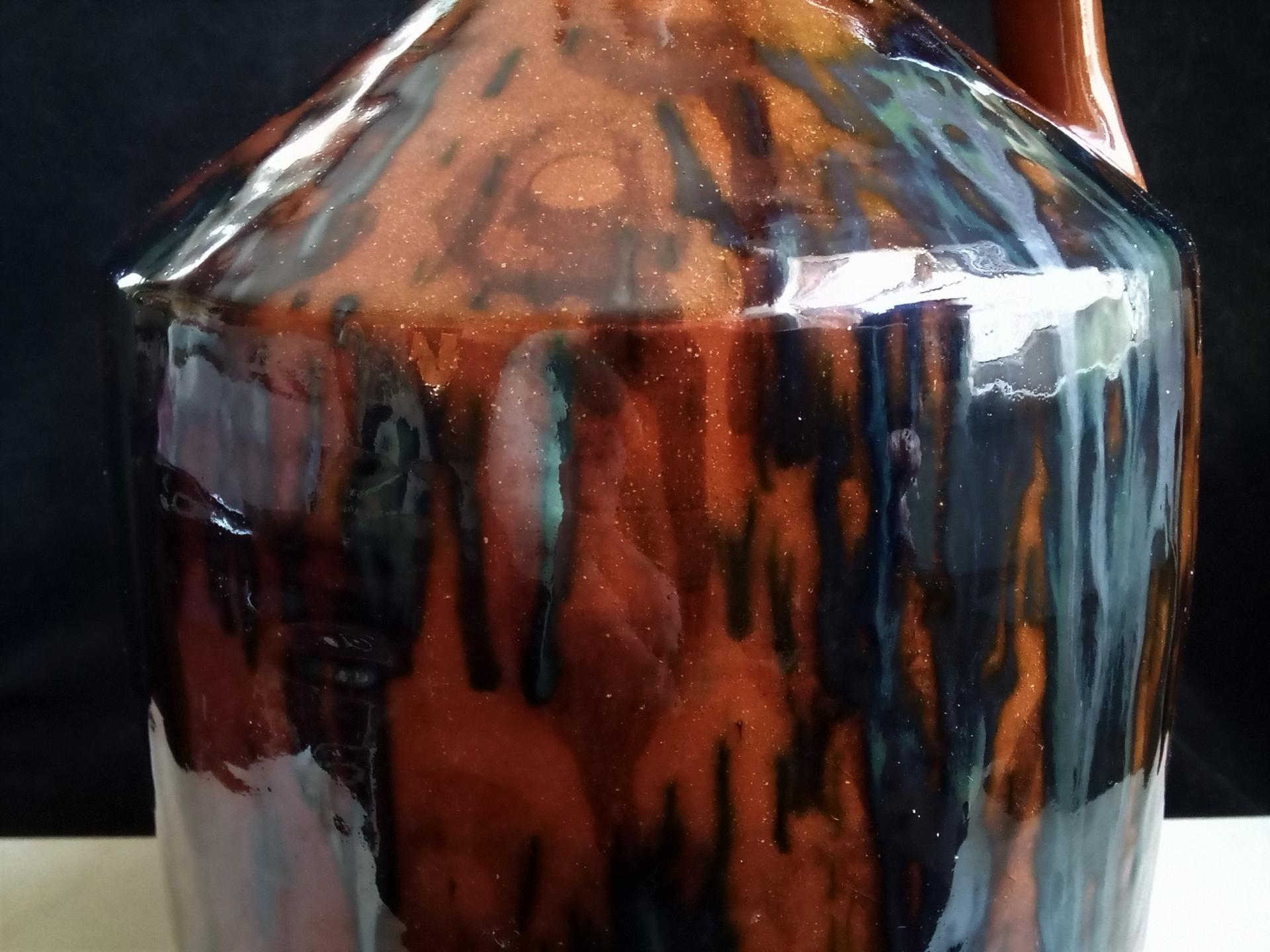 Redware Lamp with Black Drip Accents and Lead-Free Glaze