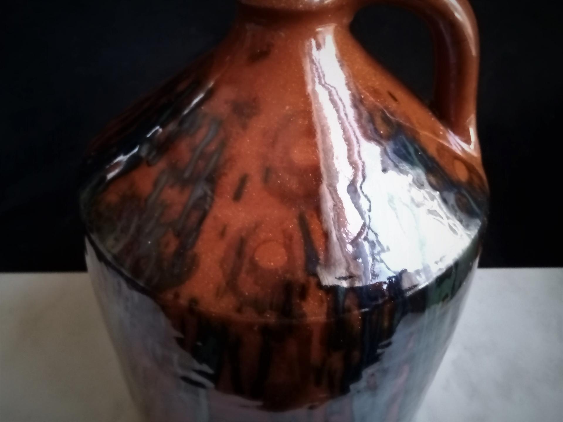 Redware Lamp with Black Drip Accents and Lead-Free Glaze