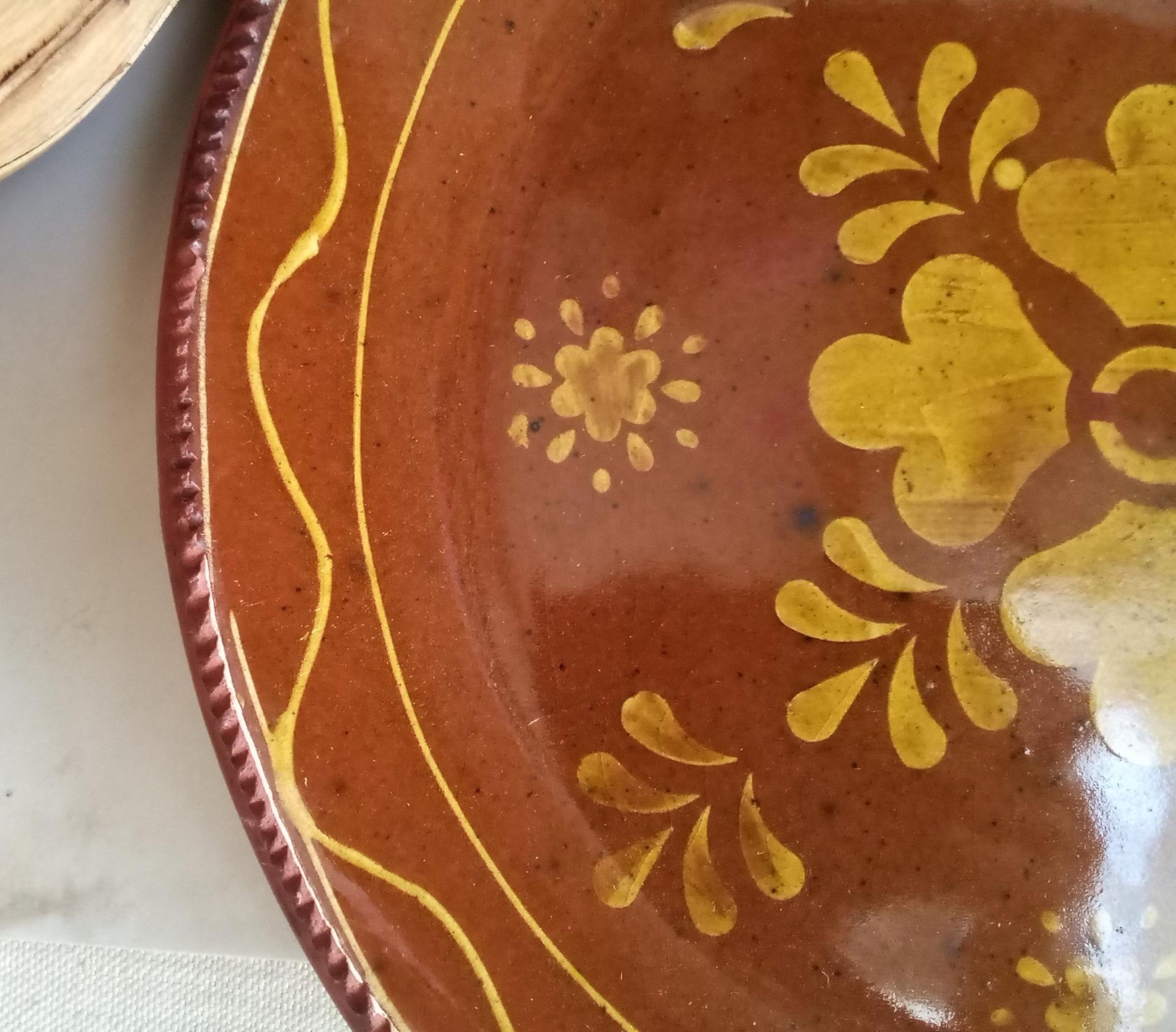 One-of-a-Kind Slip-Decorated Motif Redware Charger