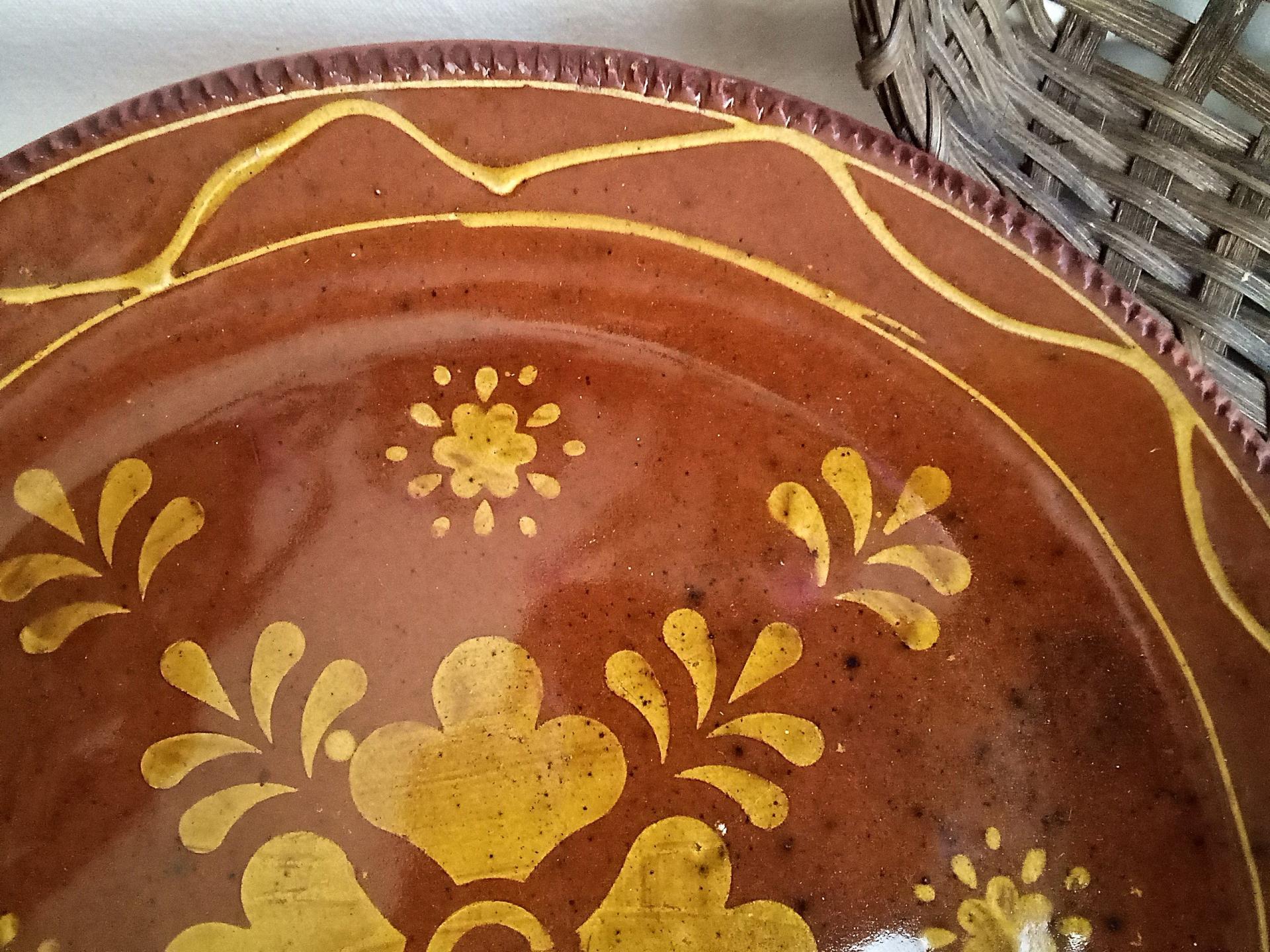One-of-a-Kind Slip-Decorated Motif Redware Charger