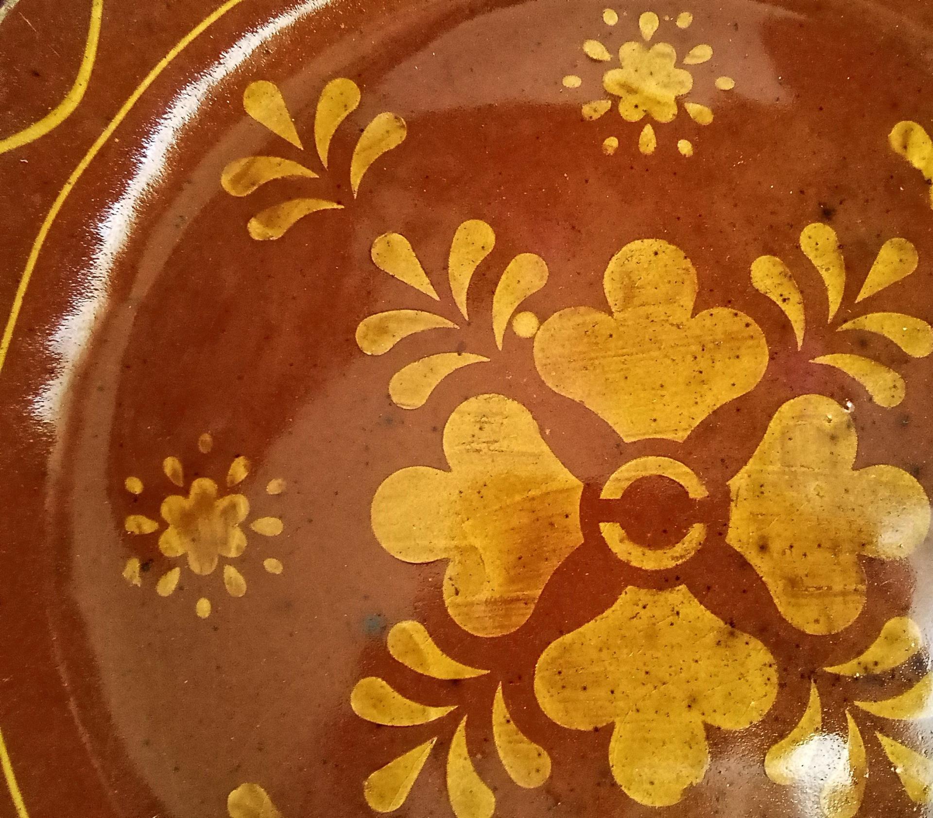 One-of-a-Kind Slip-Decorated Motif Redware Charger