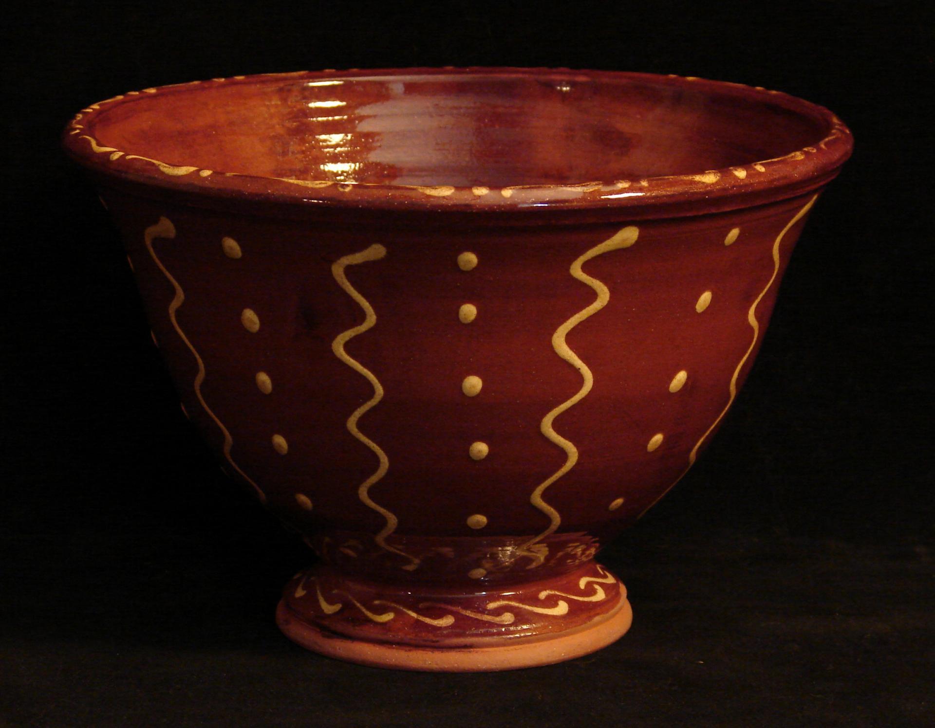 Redware Fruit Bowl, Squiggles & Dots Patterns