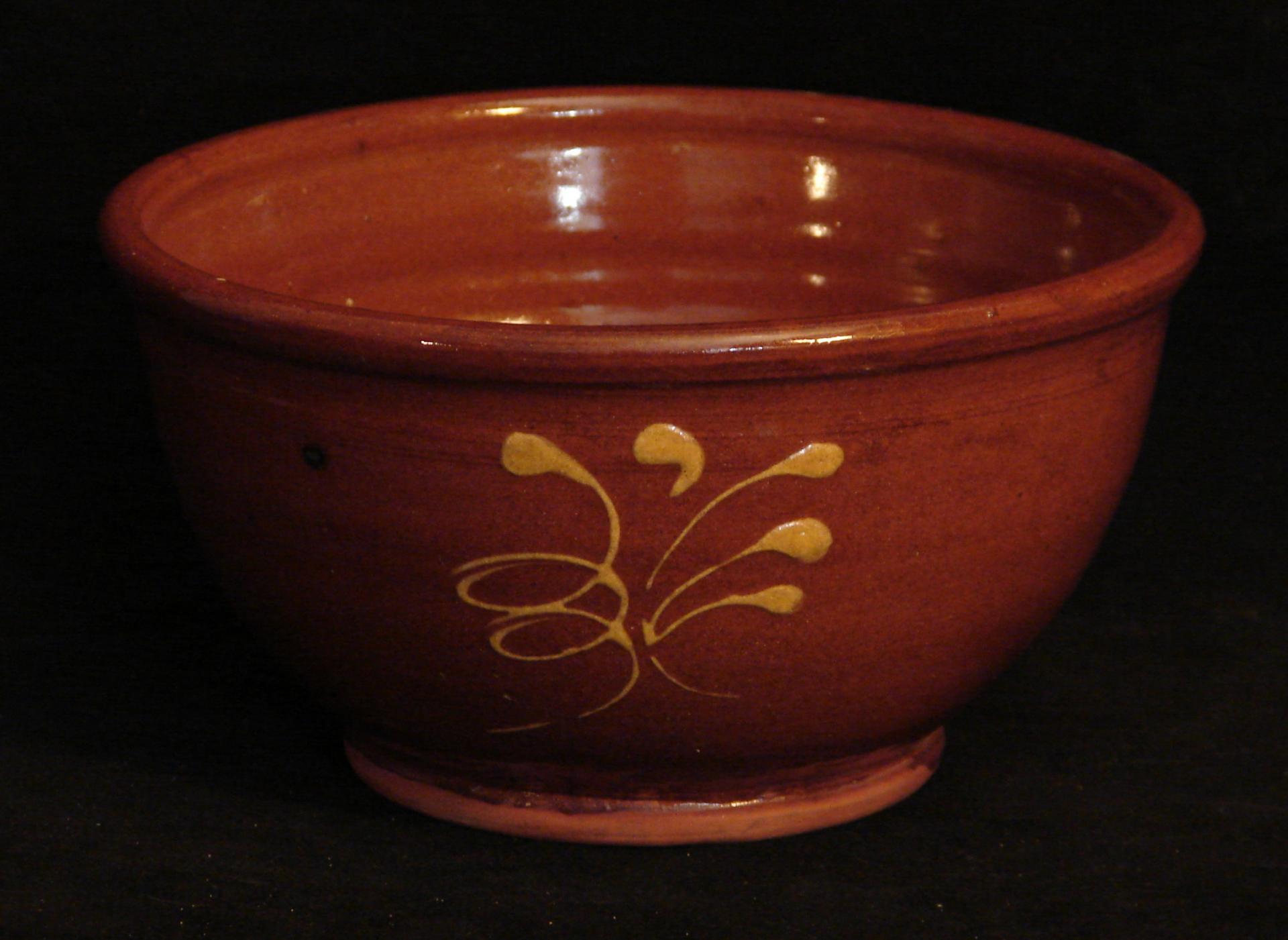 Custom Order Pied Potter Hamelin 10" Redware Bowl, Feather