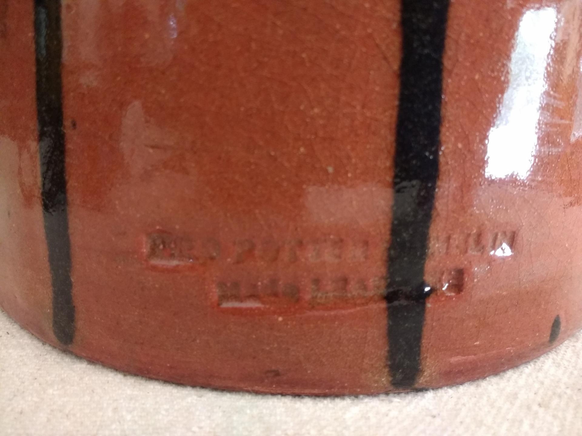 Redware Lamp with Black Overglaze and Lead-Free Glaze