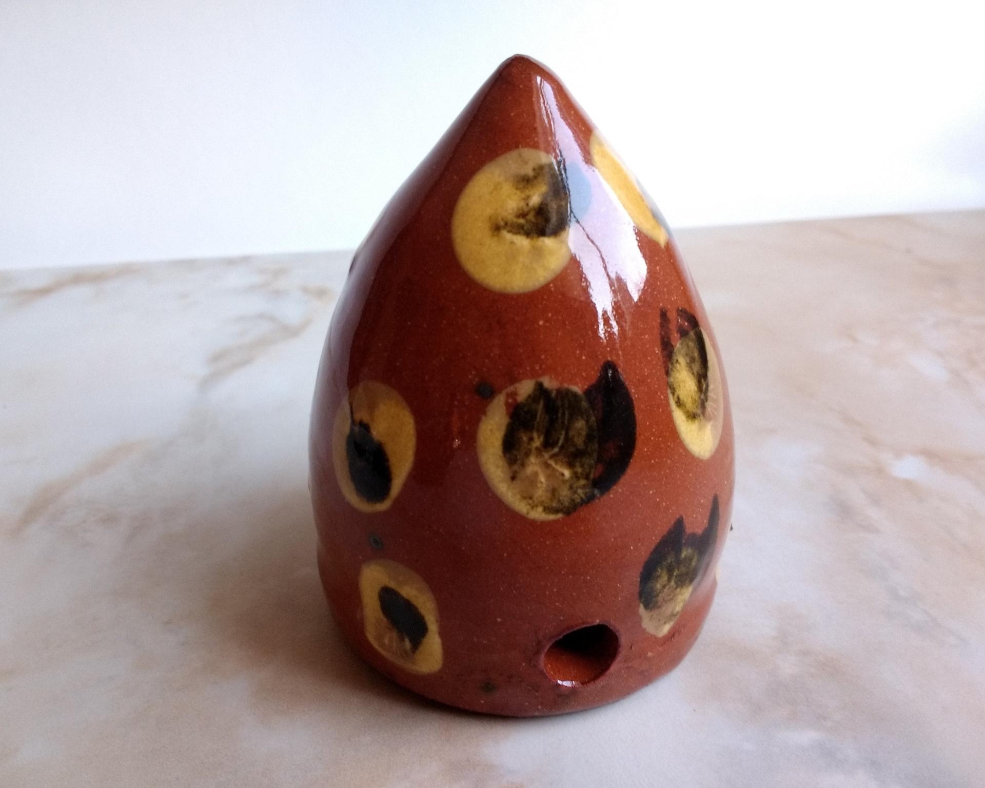 Mini Redware Bee Skep with Daubs Pied Potter Hamelin