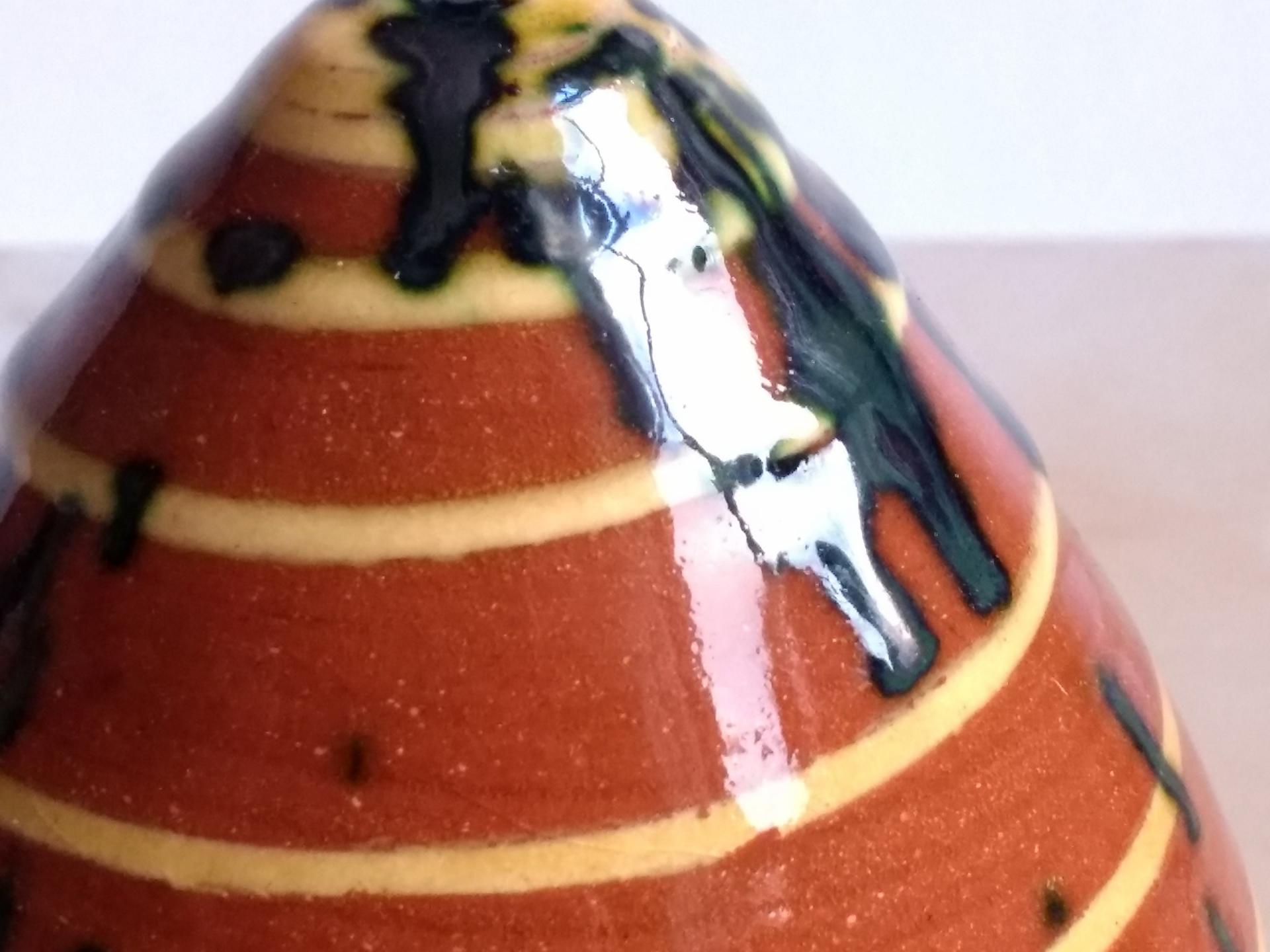 Redware Bee Skep with Slip Decoration
