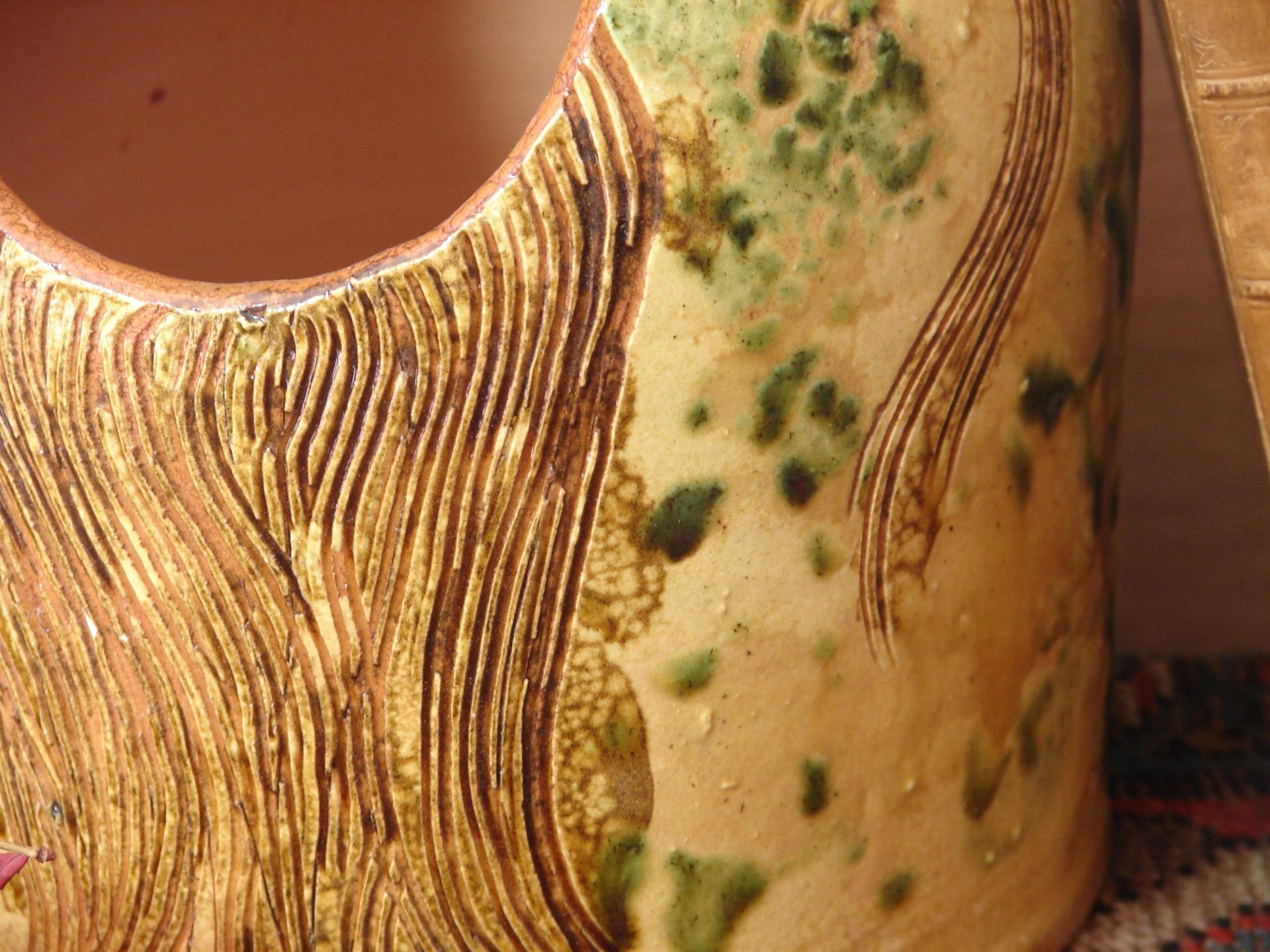 Redware Salt Cellar Sgraffio Decorated with Salt Saying