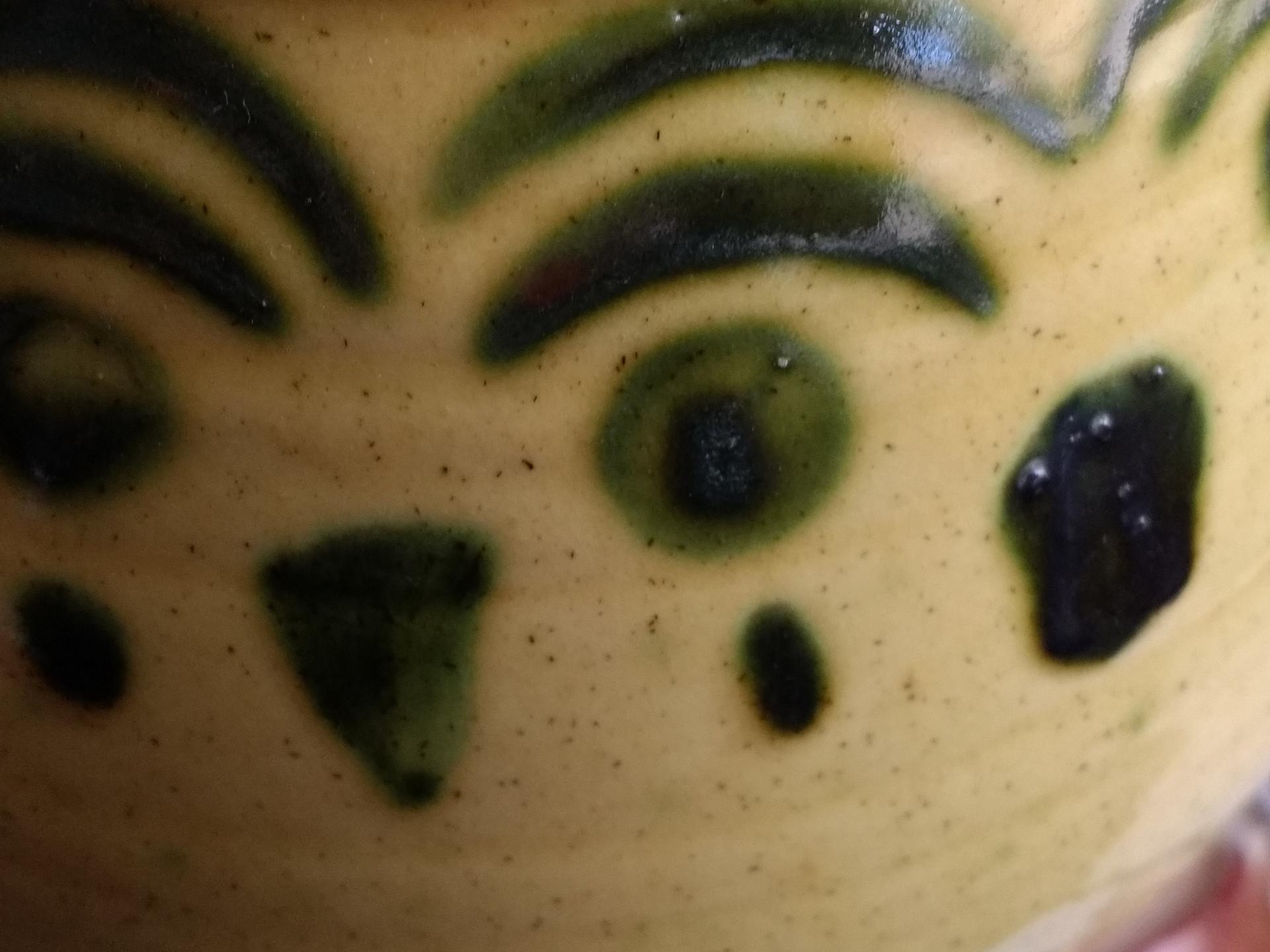 Redware Vase Decorated with a Green Stamped Pattern