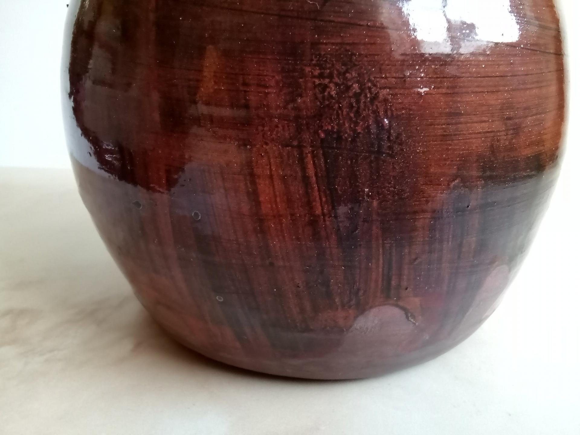 Redware Table Lamp with Brushed Black Accents