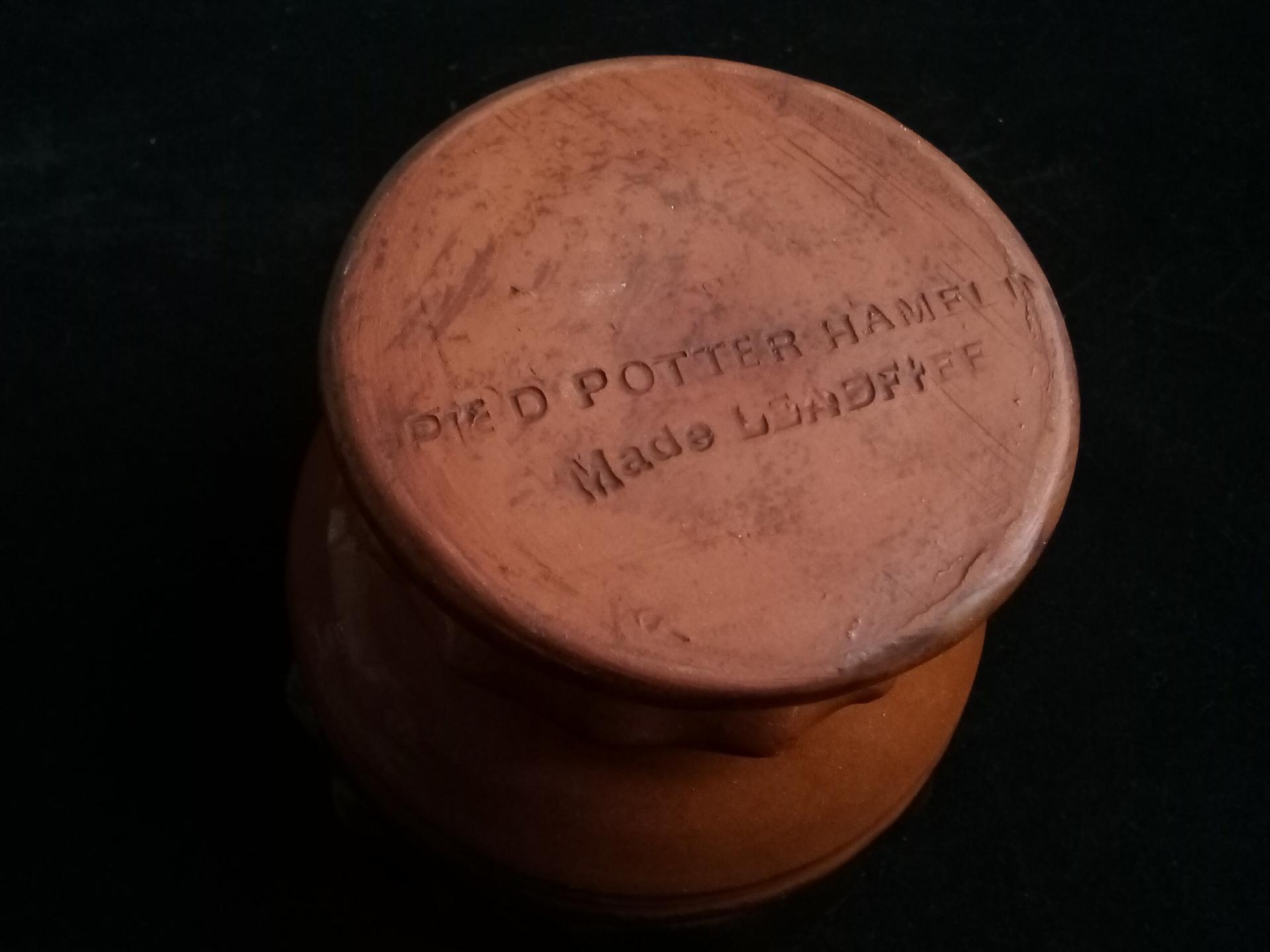 Redware Salt Cellar or Spice Bowl with Fluted Rim