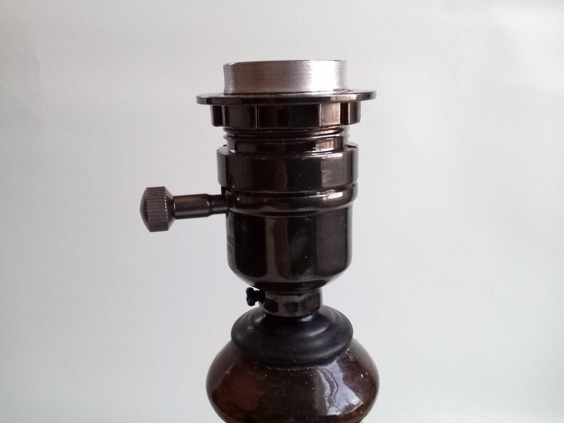 Redware Table Lamp with Brushed Black Accents