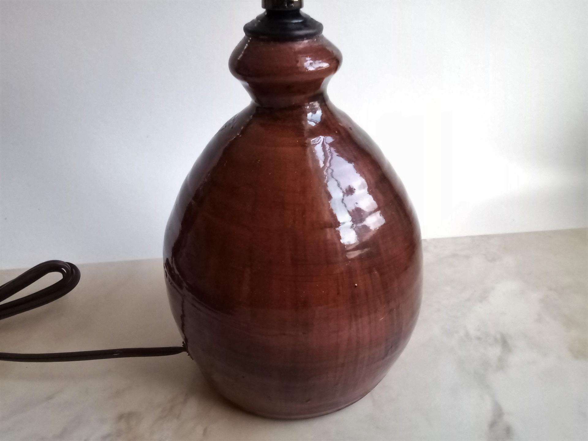 Redware Table Lamp with Brushed Accents
