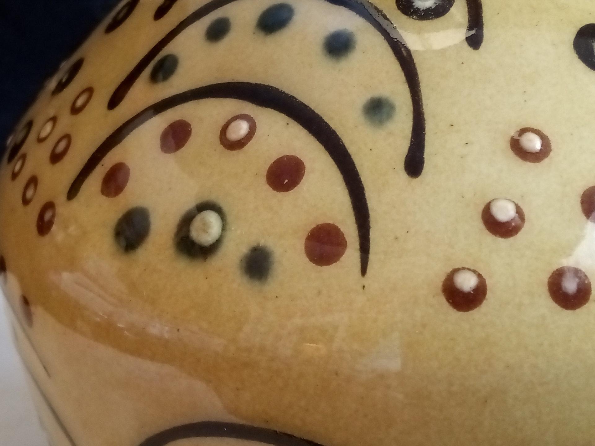 Redware Table Lamp with Slip Stamped Motif