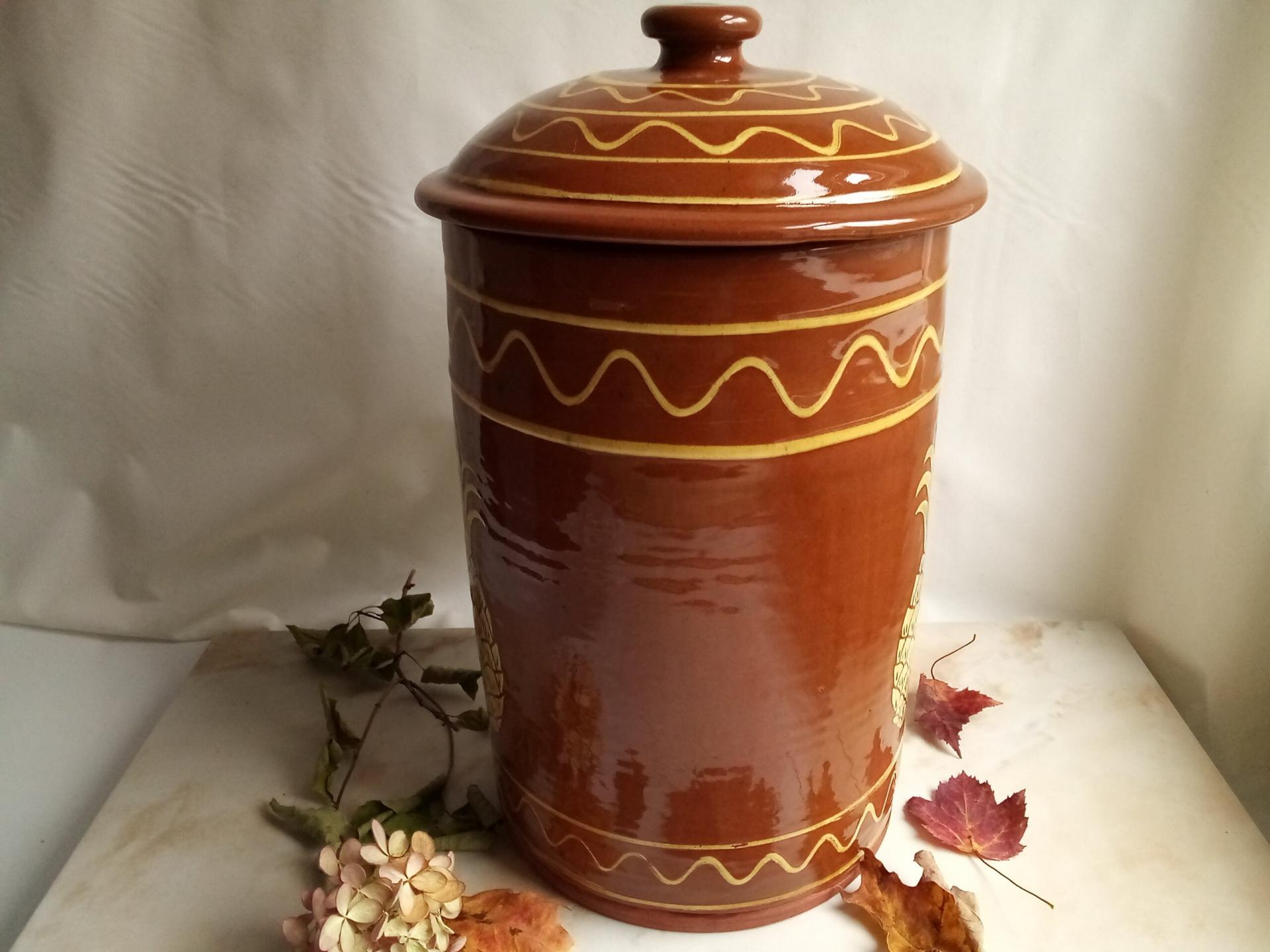 Redware Paper Towel Holder with Sgraffito Pineapple Motif