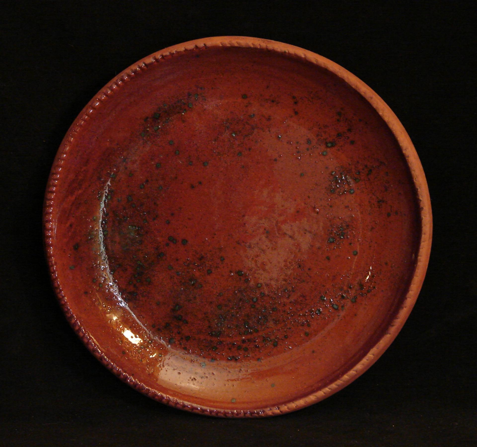 Custom Order Pied Potter Hamelin Redware 11" Plate, Spangles