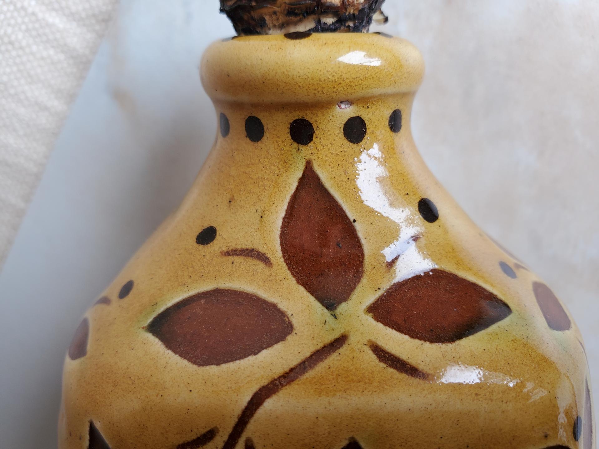 Redware Bottle with Sgraffito Decoration and Lead-Free Glaze