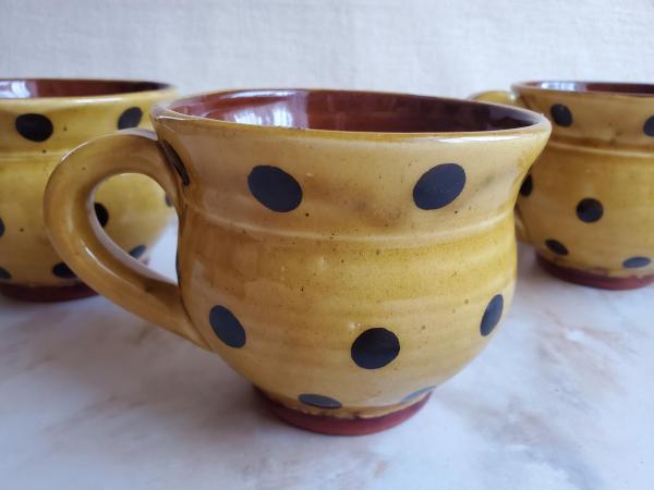 Redware Cup with Black Dots Decoration