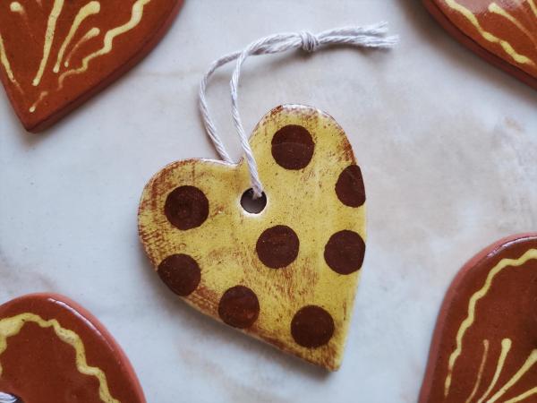 Redware Hearts (2) with Brown Dots