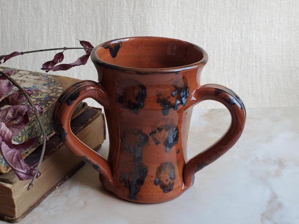 Redware Tyg with Gray Accents