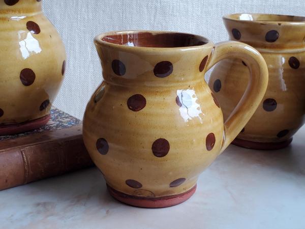 Redware Mug with Brown Polka Dots