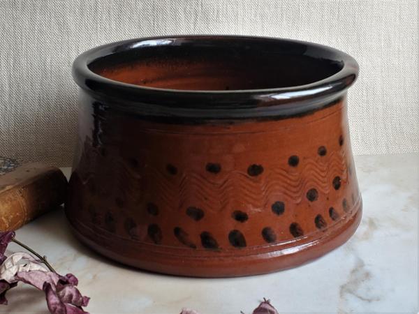 Redware Bowl with Black Accents