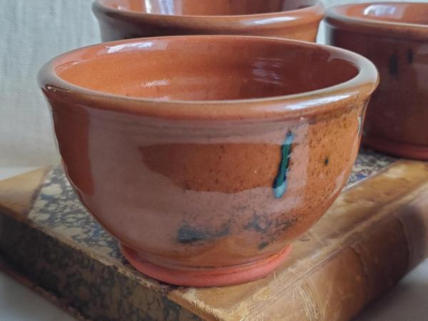 Wheel Thrown Redware Bowl by Rick - Decorated with Spangles, Lead Free Glaze