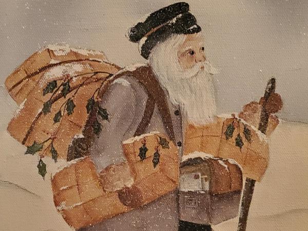 Original Painting on Canvas of Santa Delivering Presents by Gladys Desmond