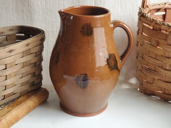 Redware Pitcher with Black Dabbles