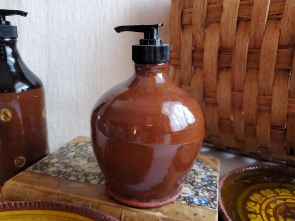 Redware Soap/Lotion Dispenser Bottle with Spangles