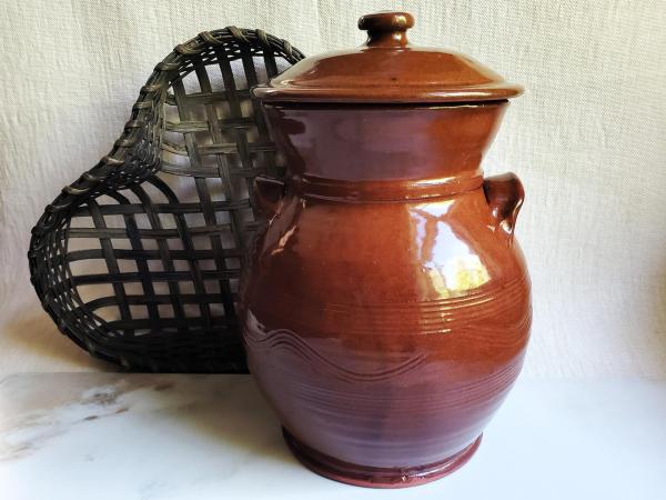Redware Ovoid 8.75 in Jar with Antique Finish by Pied Potter Hamelin
