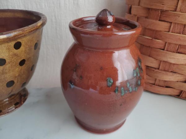 Redware 6.50 in Jar with Spangles by Pied Potter Hamelin (a)