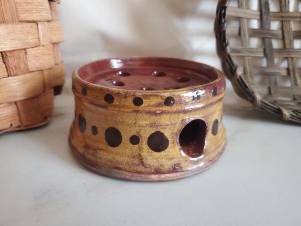  Handmade Redware Soap Dish with Black Dots