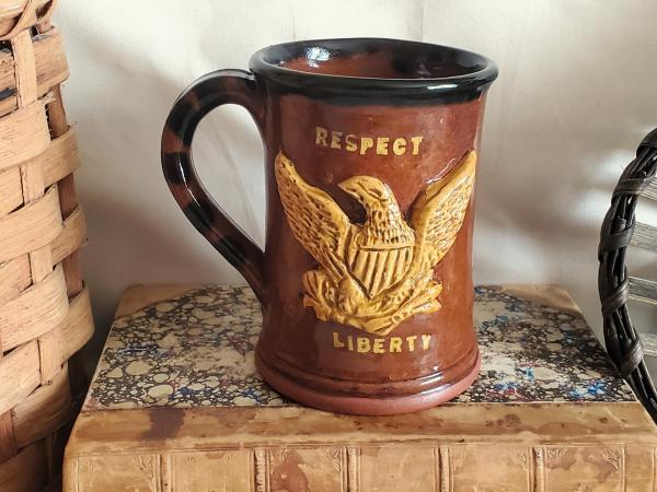 Redware Tavern Mug with Eagle, Antiqued
