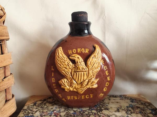 Redware Flask with Eagle
