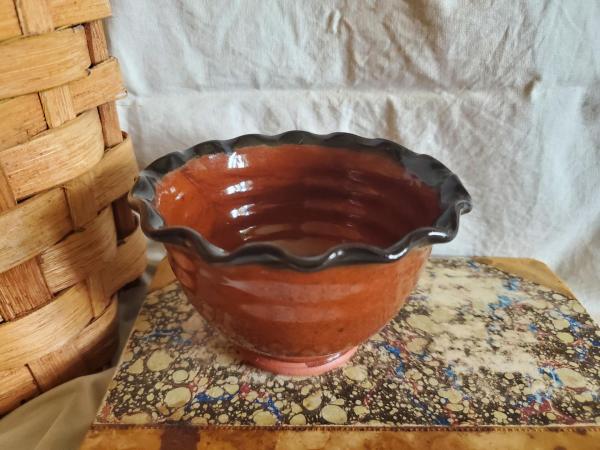 Redware Fluted Rim Bowl for Salt, Nuts, Jewelry and More