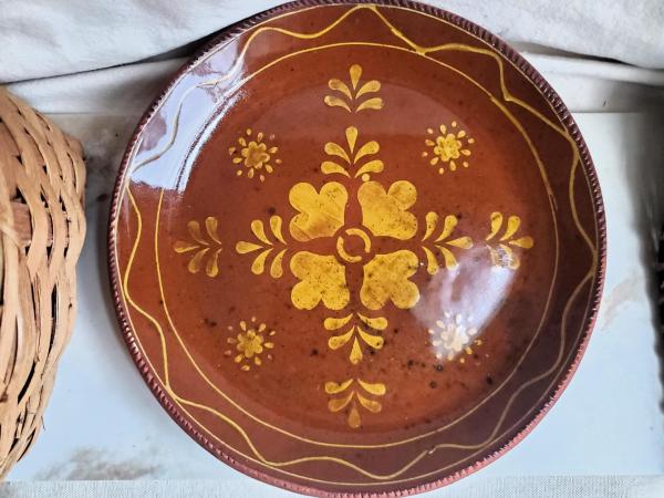 One-of-a-Kind Slip-Decorated Motif Redware Charger