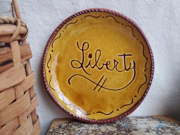 Redware 7 in. Plate, "Liberty"