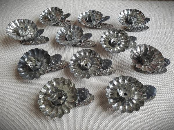 Rustic Vintage Candleholders, Set of 11, Tarnished Silver Finish, Christmas Tree Decor