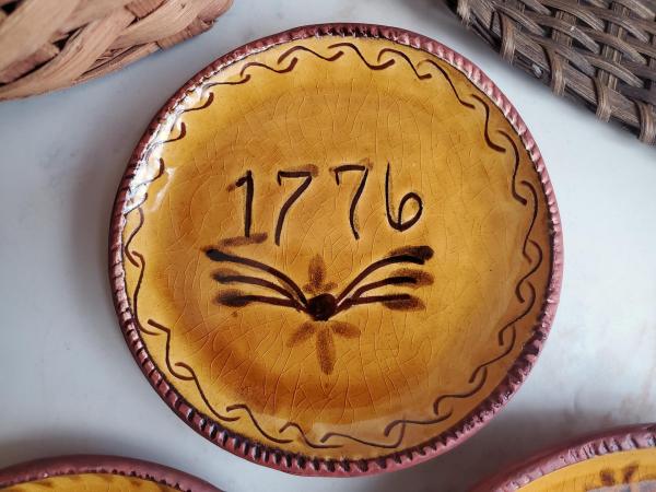 Redware 7 in. Plate, "1776"