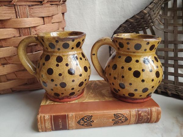 Handmade Redware Mugs (2) with Black Dots