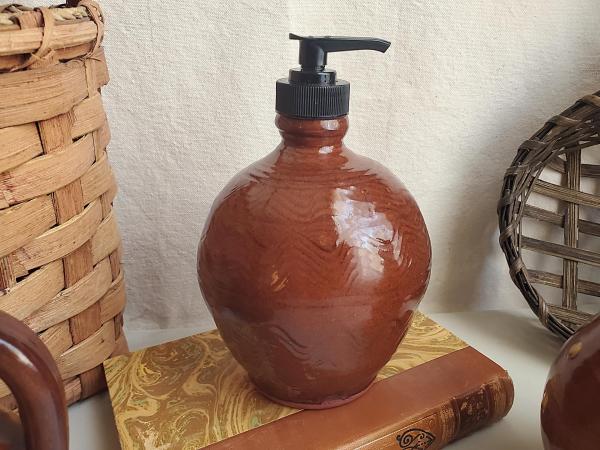 Redware Soap/Lotion Dispenser Bottle