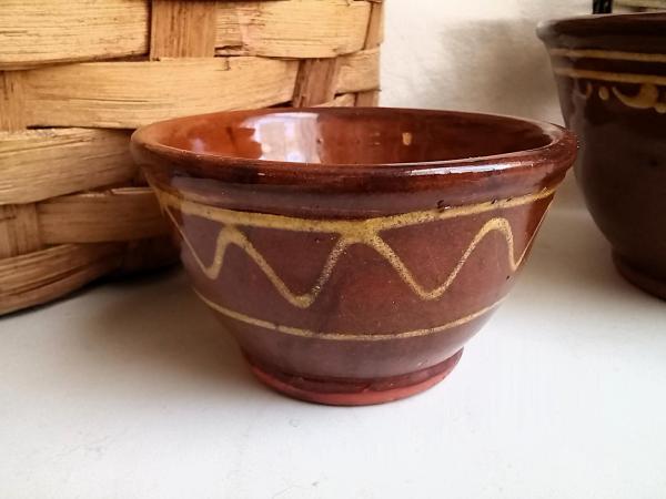 Redware Nesting Bowls (2), Unique Patterns, Antique Finish