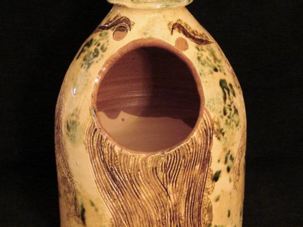 Redware Salt Cellar Sgraffio Decorated with Salt Saying by Pied Potter Hamelin