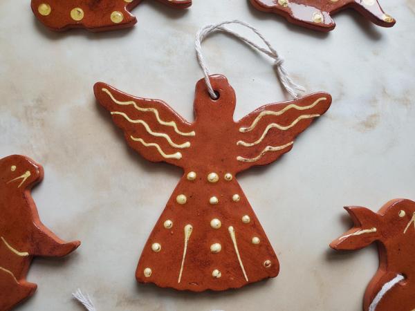 Redware Angel Ornament - Yellow Slip Decoration