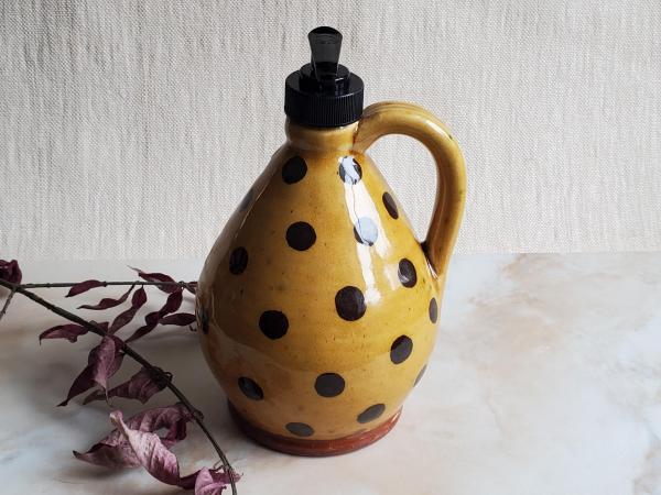Redware Lotion Dispenser with Black Dots